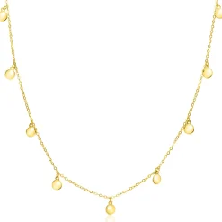 Hot Zinzi Gold 14 karaat gouden massieve ketting met 9 bungelende rondjes 40-45cm ZGC488