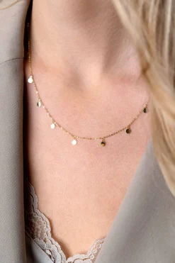 Hot Zinzi Gold 14 karaat gouden massieve ketting met 9 bungelende rondjes 40-45cm ZGC488