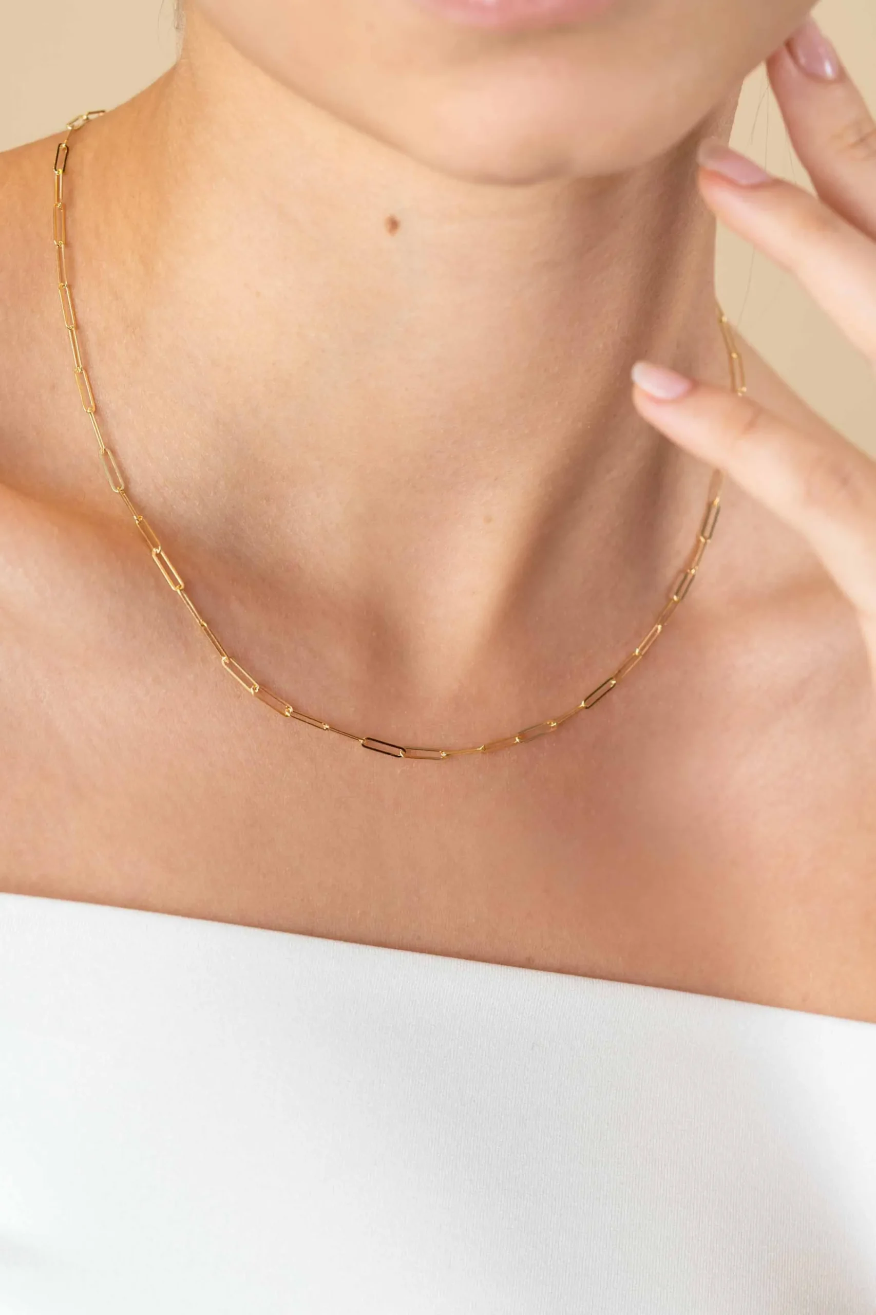 Clearance Zinzi Gold 14 karaat gouden collier 45cm met paperclip schakels 2,2mm breed ZGC296