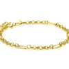 Zinzi Gold 14 karaat gouden massieve armband met vier paperclip-schakels gecombineerd met jasseron schakels 17-19cm ZGA495