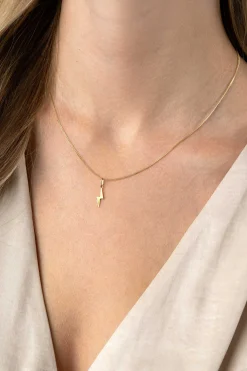 Discount Zinzi Gold 14 karaat gouden hanger met glimmende bliksemschicht 18mm ZGH402 (zonder collier)