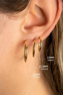 Sale Zinzi Gold 14 karaat gouden oorringen ronde buis 15 x 1,5mm ZGO127