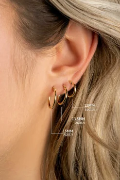 Sale Zinzi Gold 14 karaat gouden oorringen ronde buis 15 x 1,5mm ZGO127