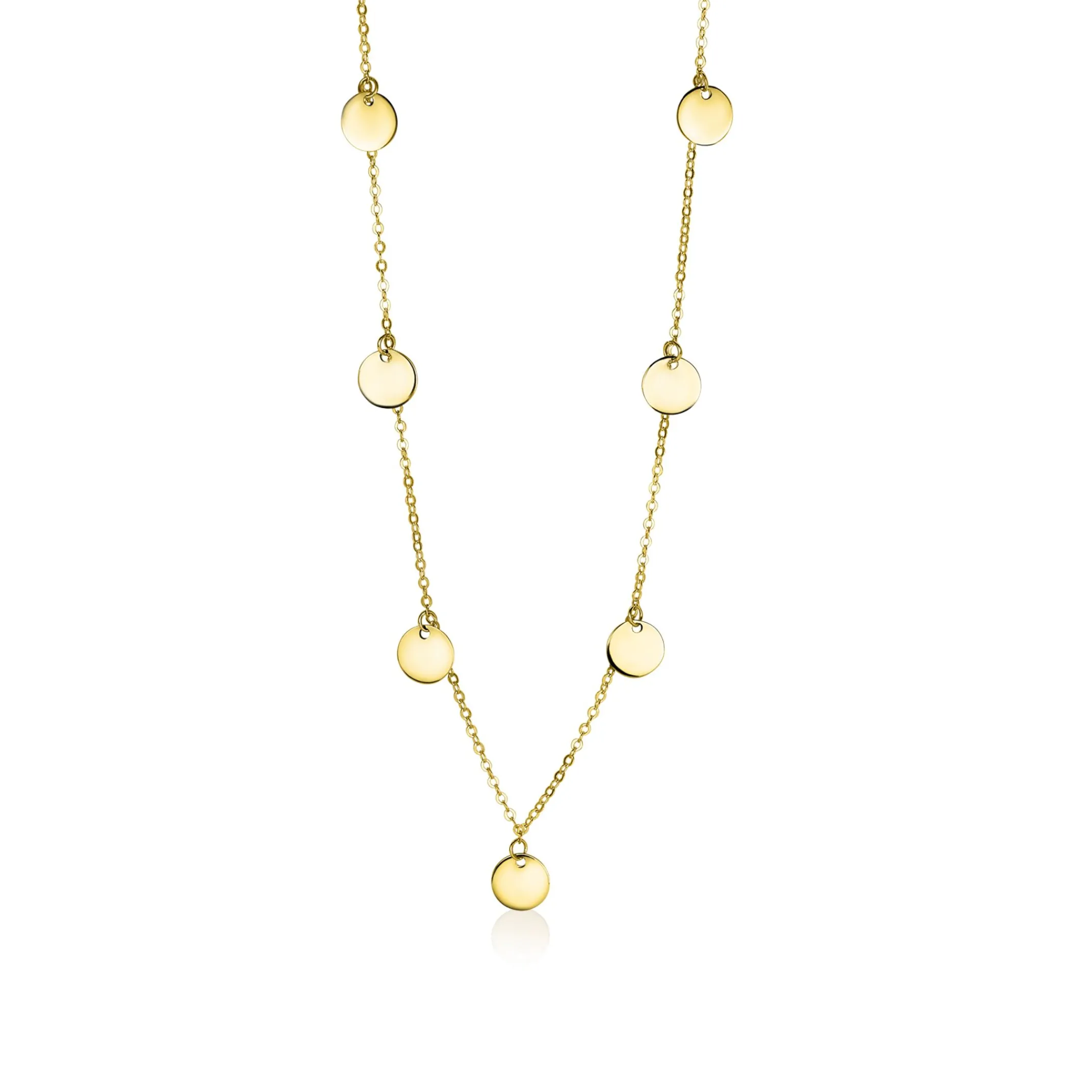 Outlet Zinzi Gold 14 karaat gouden collier met 7 rondjes 45cm ZGC167