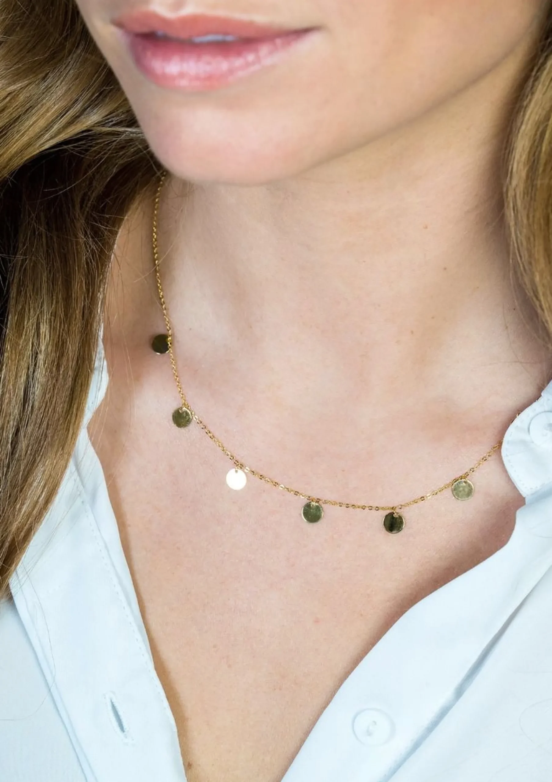 Outlet Zinzi Gold 14 karaat gouden collier met 7 rondjes 45cm ZGC167