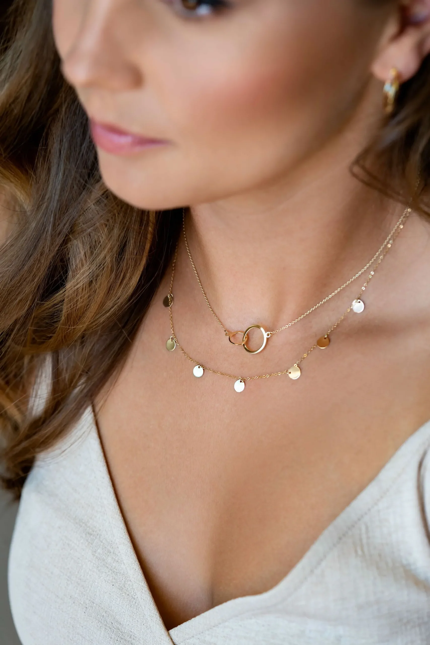 Outlet Zinzi Gold 14 karaat gouden collier met 7 rondjes 45cm ZGC167