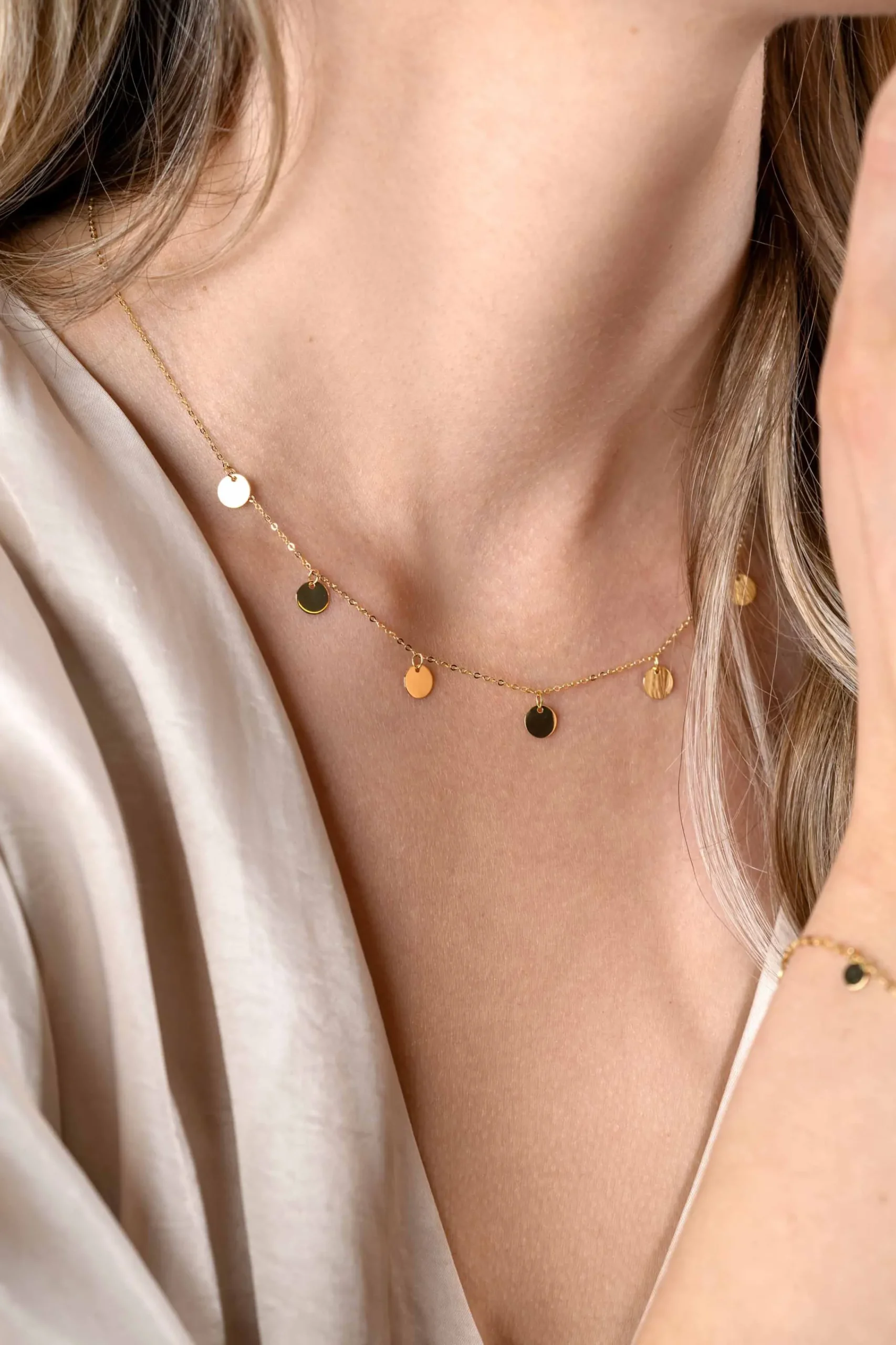 Outlet Zinzi Gold 14 karaat gouden collier met 7 rondjes 45cm ZGC167