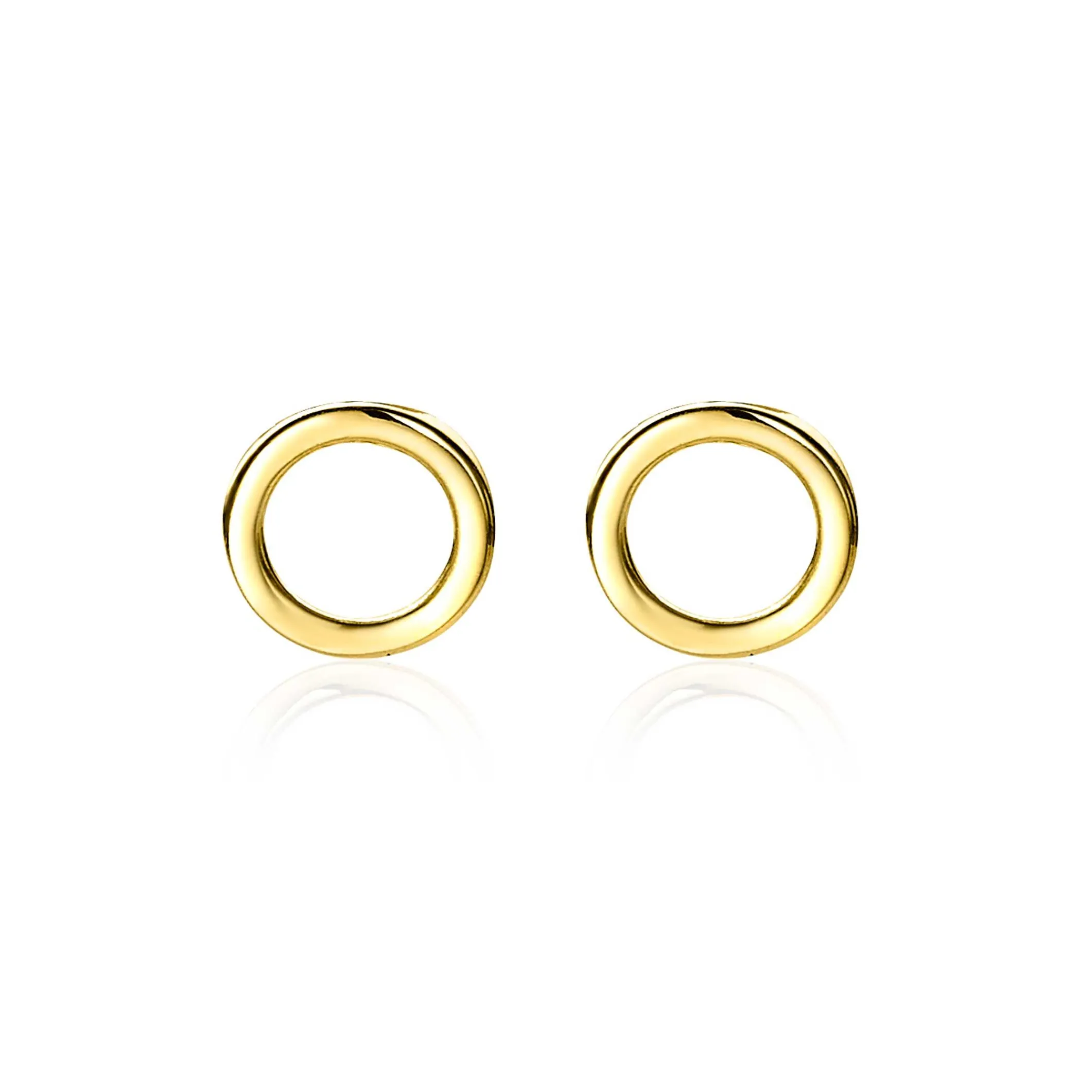 Outlet Zinzi Gold 14 karaat gouden oorknoppen open rond 6mm ZGO163