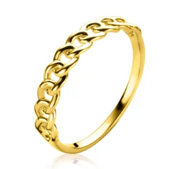 Sale Zinzi Gold 14 karaat gouden schakelring van 3,6mm breed, met de populaire gourmet-schakel ZGR375