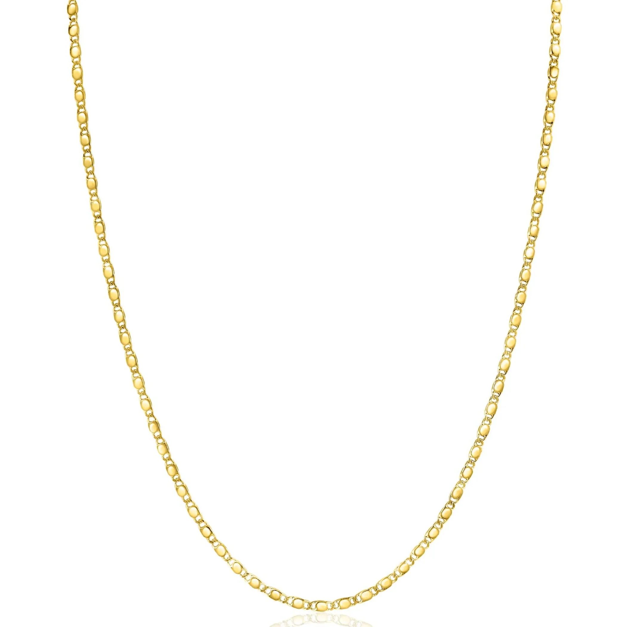 New Zinzi Gold 14 karaat gouden massieve ketting met glanzende fantasie plaatjes 1,7mm breed 41-43cm ZGC497