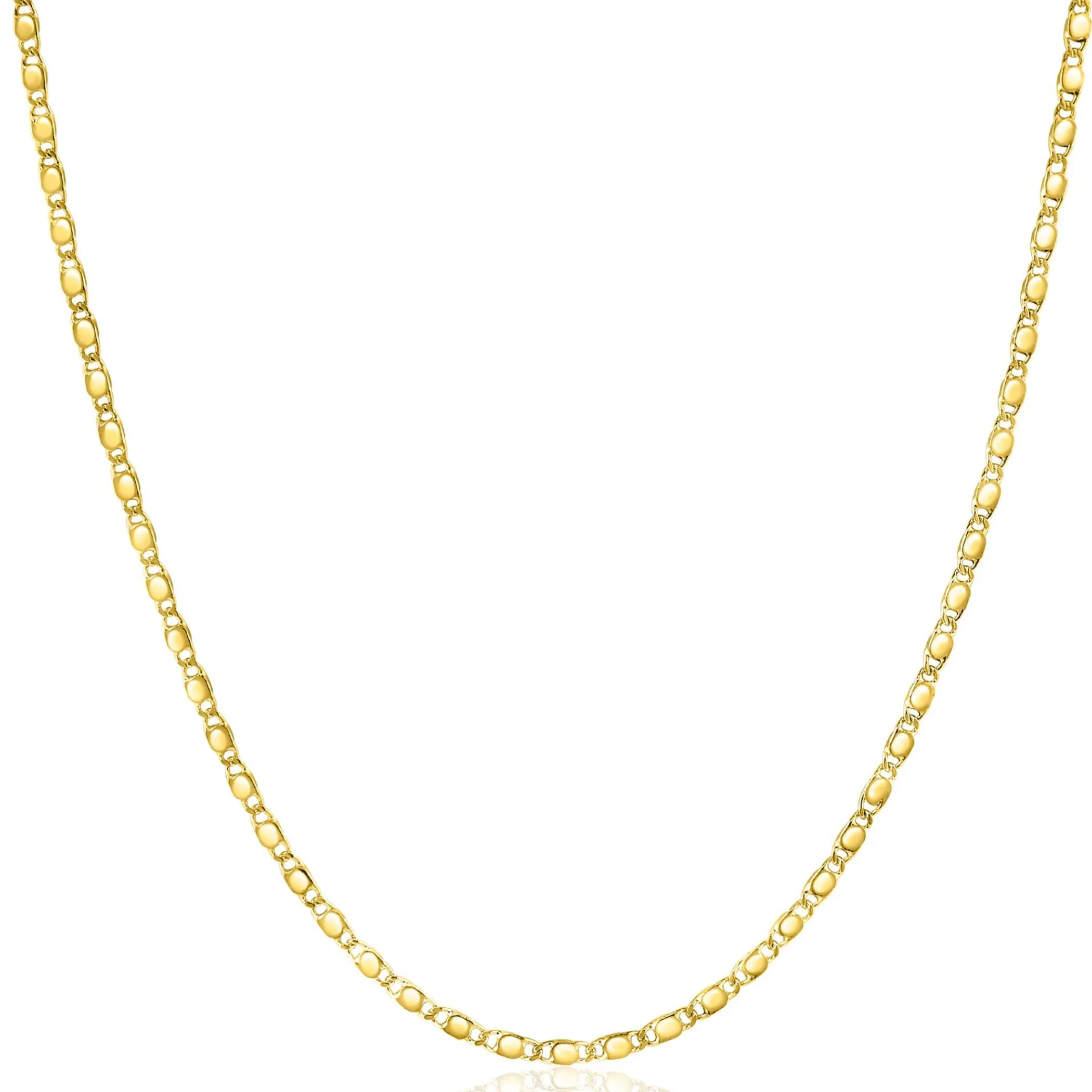 New Zinzi Gold 14 karaat gouden massieve ketting met glanzende fantasie plaatjes 1,7mm breed 41-43cm ZGC497