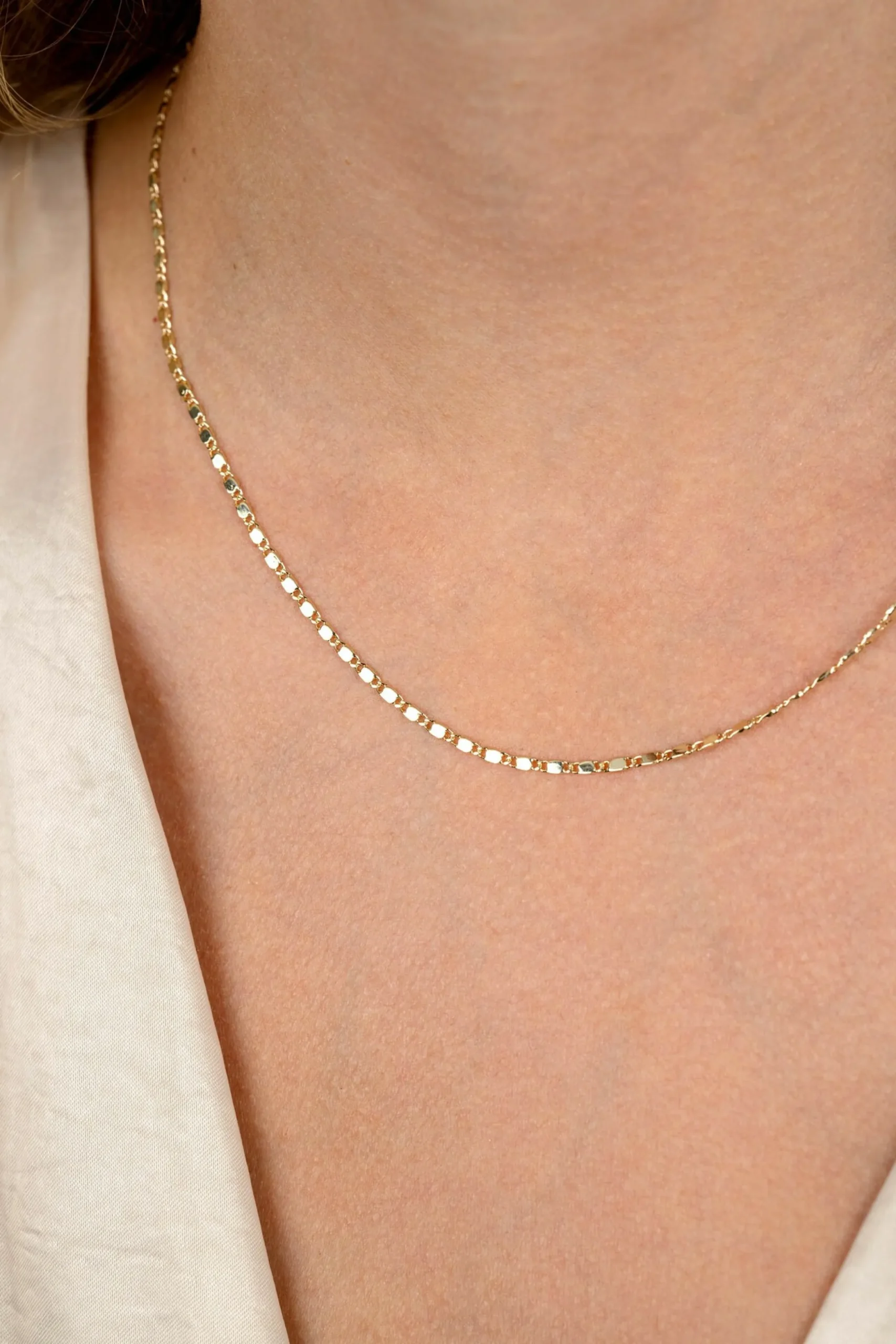 New Zinzi Gold 14 karaat gouden massieve ketting met glanzende fantasie plaatjes 1,7mm breed 41-43cm ZGC497