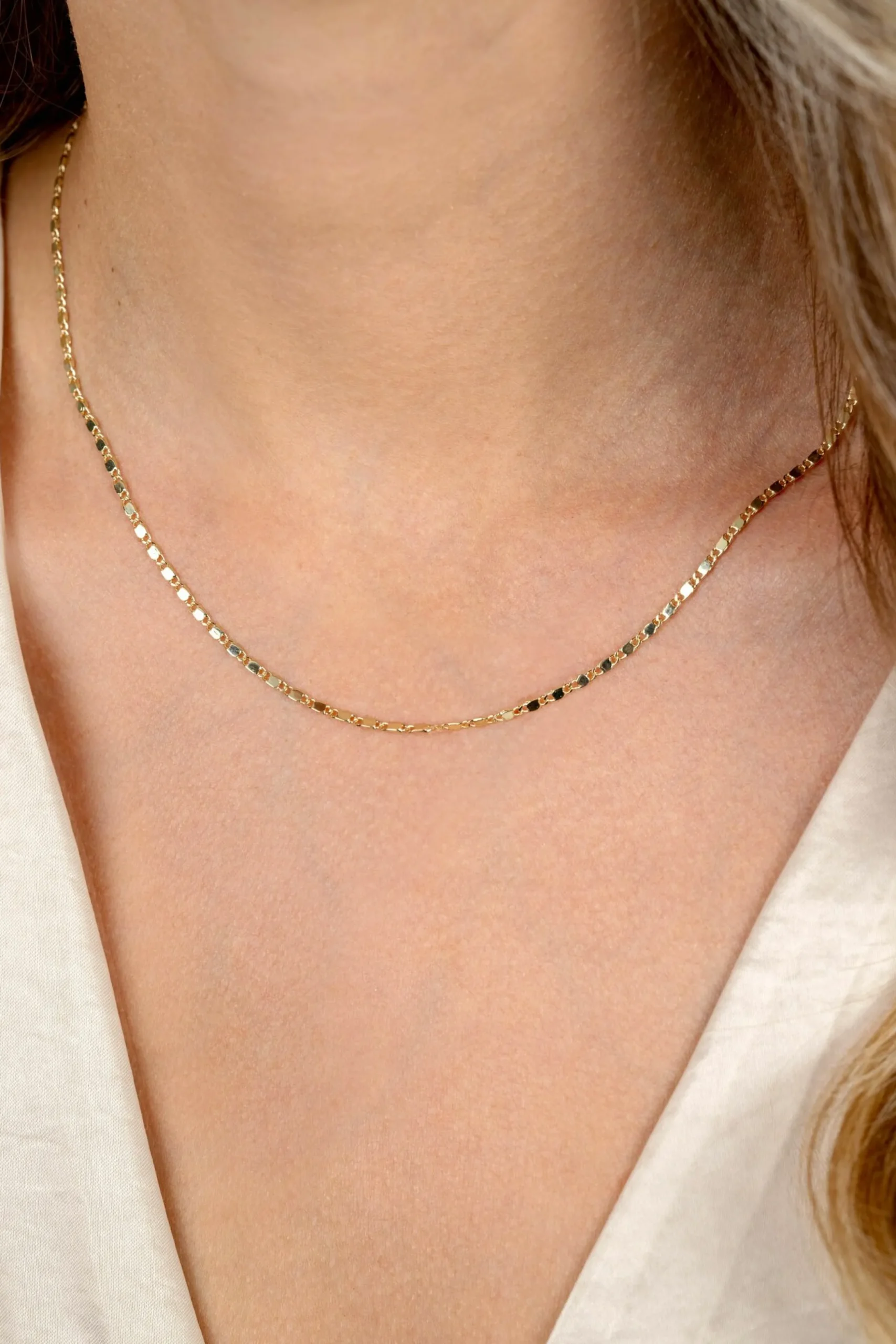 New Zinzi Gold 14 karaat gouden massieve ketting met glanzende fantasie plaatjes 1,7mm breed 41-43cm ZGC497