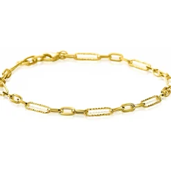 Discount Zinzi Gold 14 karaat gouden armband met bewerkte paperclip-schakels en ovale schakels van 3,5mm breed 19cm ZGA494