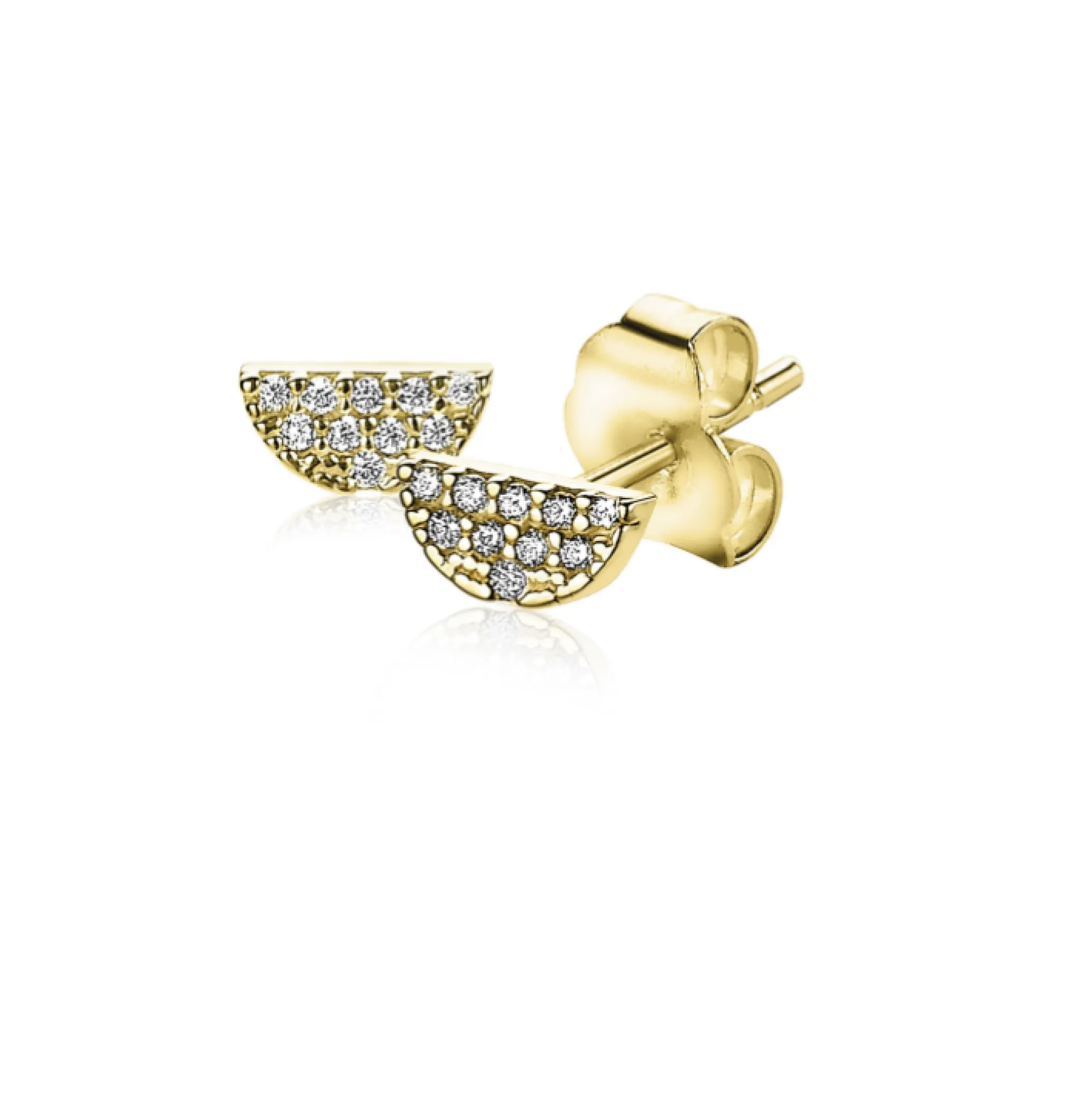 Hot Zinzi Gold 14 karaat gouden oorknoppen halve maan wit zirconia ZGO220
