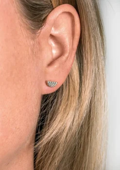 Hot Zinzi Gold 14 karaat gouden oorknoppen halve maan wit zirconia ZGO220