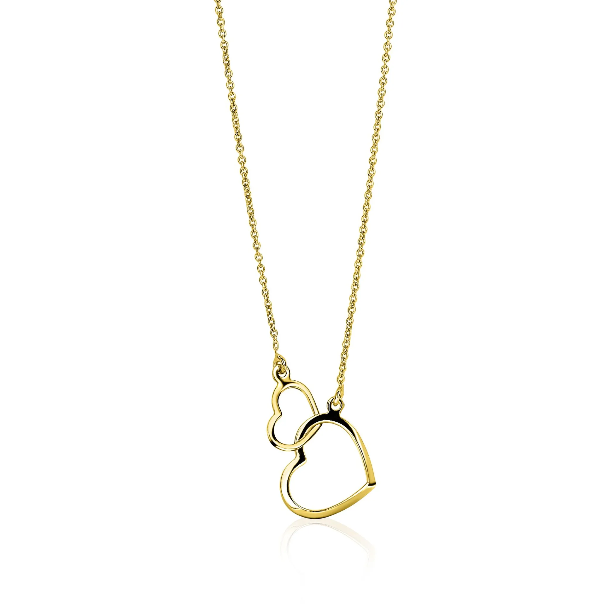Clearance Zinzi Gold 14 karaat gouden jasseron ketting open harten 42cm ZGC114