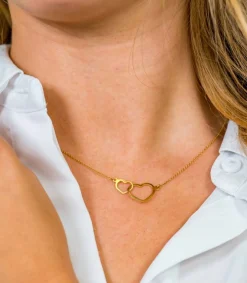 Clearance Zinzi Gold 14 karaat gouden jasseron ketting open harten 42cm ZGC114