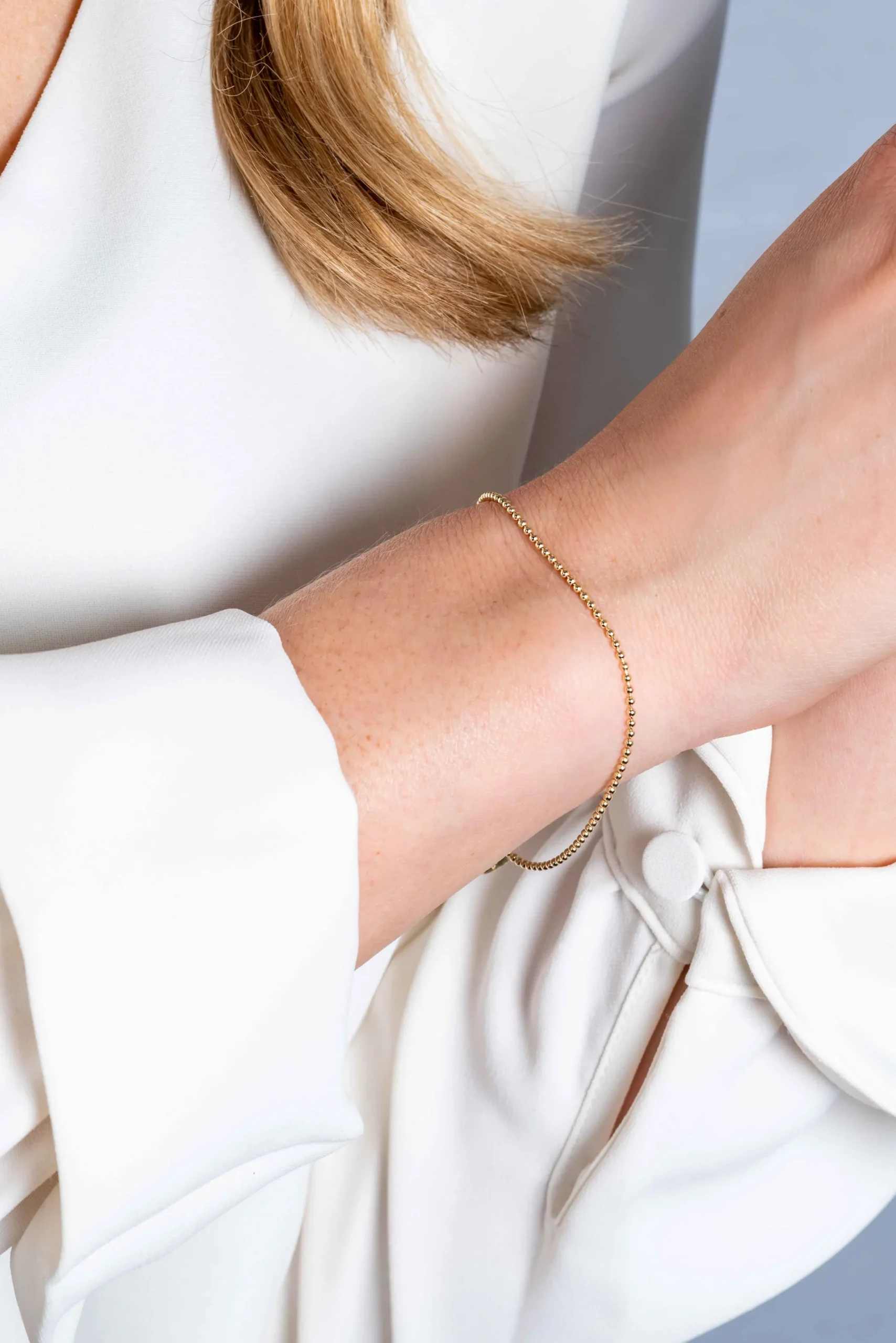 New Zinzi Gold 14 karaat gouden bolletjes armband 1,3mm breed ZGA292