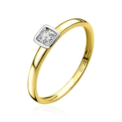 Sale Zinzi Gold 14 karaat gouden aanschuifring vierkant wit ZGR150