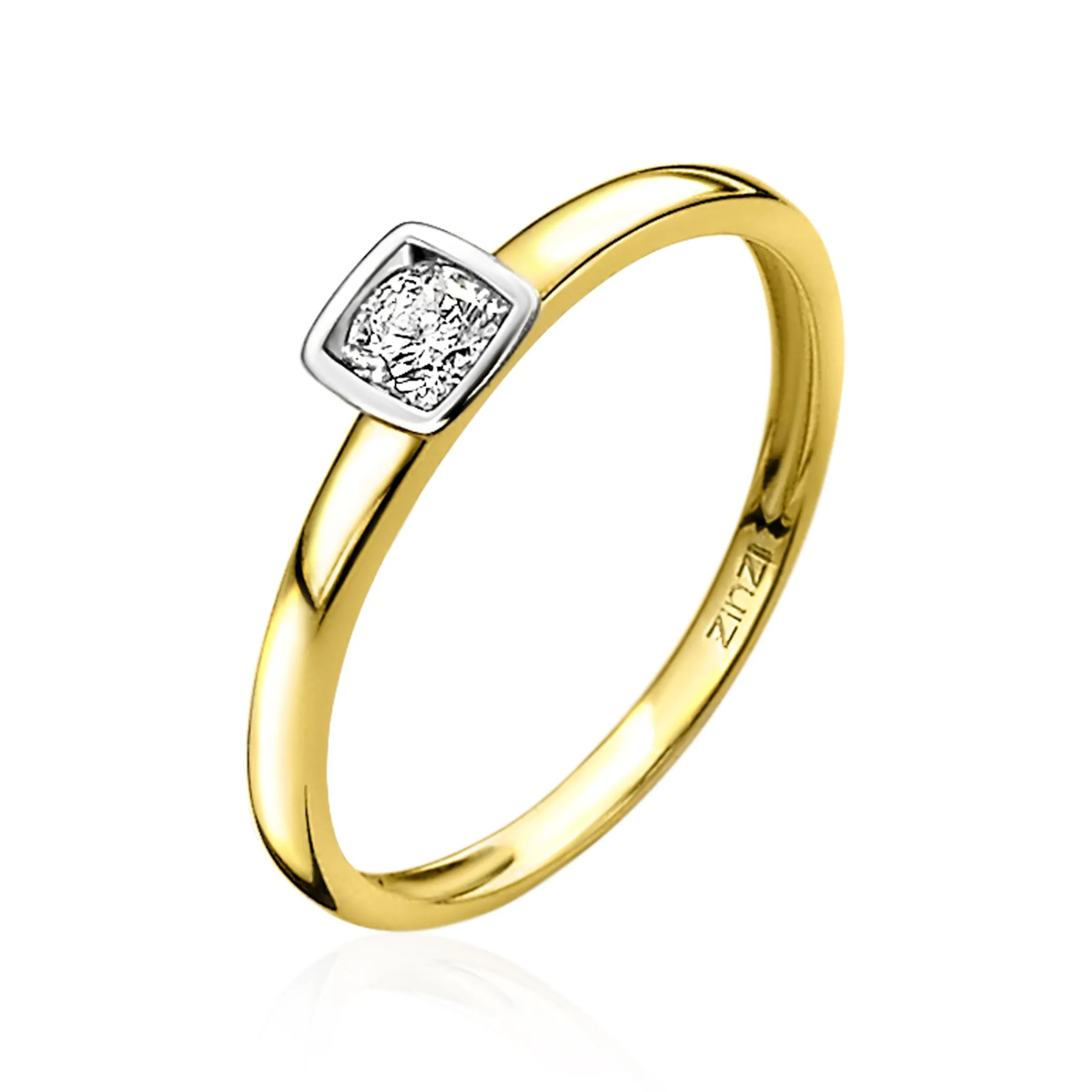 Sale Zinzi Gold 14 karaat gouden aanschuifring vierkant wit ZGR150