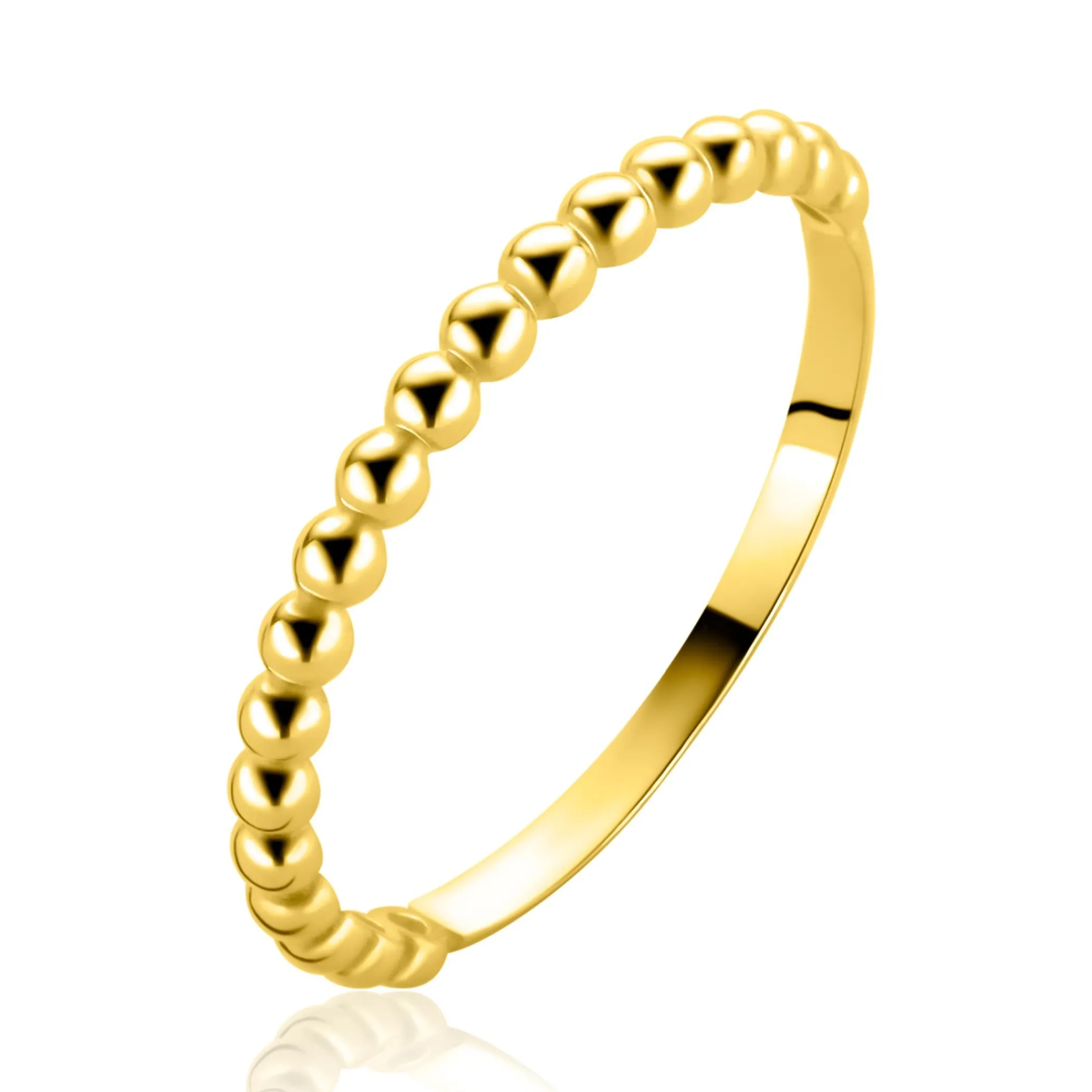Online Zinzi Gold 14 karaat gouden ring (2mm breed) met gladde bolletjes ZGR555
