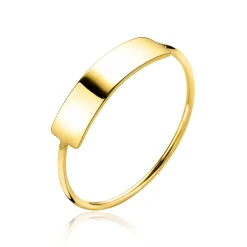 Discount Zinzi Gold 14 karaat gouden ring rechthoek plaatje ZGR176