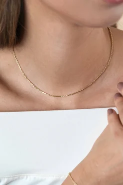 Best Zinzi Gold 14 karaat gouden massieve ketting met bewerkte gedraaide staafjes en fijne jasseron schakels 2mm breed 41-43cm ZGC500