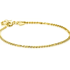Clearance Zinzi Gold 14 karaat gouden massieve gourmet armband met valkenoog schakels 2mm breed 17-19cm ZGA498