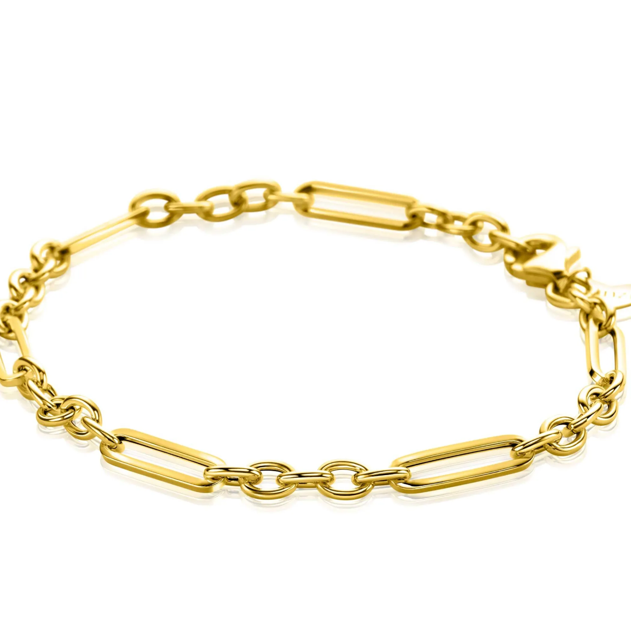 Discount Zinzi Gold 14 karaat gouden armband met trendy paperclip-schakel en ovale schakels van 4mm breed. lengte 19cm ZGA473
