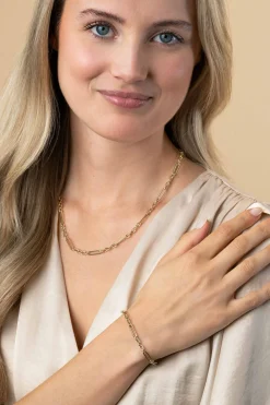 Discount Zinzi Gold 14 karaat gouden armband met trendy paperclip-schakel en ovale schakels van 4mm breed. lengte 19cm ZGA473