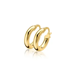 Clearance Zinzi Gold 14 karaat gouden oorringen ronde buis 13 x 3mm ZGO129