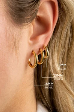 Clearance Zinzi Gold 14 karaat gouden oorringen ronde buis 13 x 3mm ZGO129
