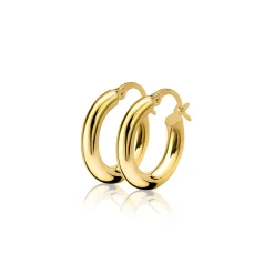 Best Zinzi Gold 14 karaat gouden oorringen ronde buis 15 x 3mm ZGO130