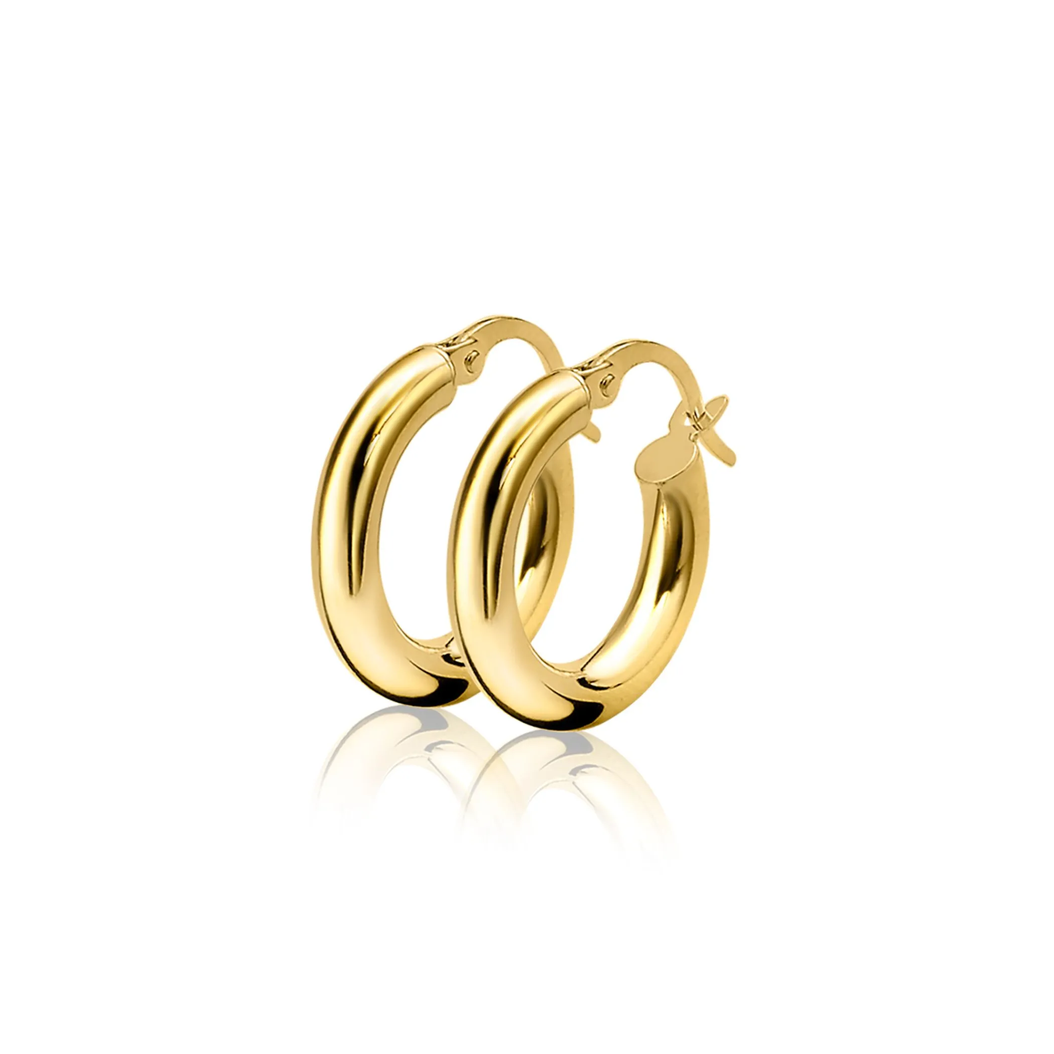 Best Zinzi Gold 14 karaat gouden oorringen ronde buis 15 x 3mm ZGO130
