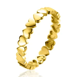 Discount Zinzi Gold 14 krt gouden aanschuifring met gladde hartjes rondom (3mm) ZGR447