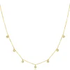 Best Zinzi Gold 14 krt gouden anker ketting met zeven ronde hangertjes, bezet met witte zirconia's 40-43cm ZGC451