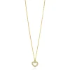 New Zinzi Gold 14 krt gouden anker ketting met sierlijk open hartje (7mm), bezet met witte zirconia's 40-42,5cm ZGC450