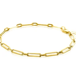 Clearance Zinzi Gold 14 krt gouden armband met trendy paperclip/closed for ever schakels met tussenoog 3mm breed, lengte 19cm ZGA470