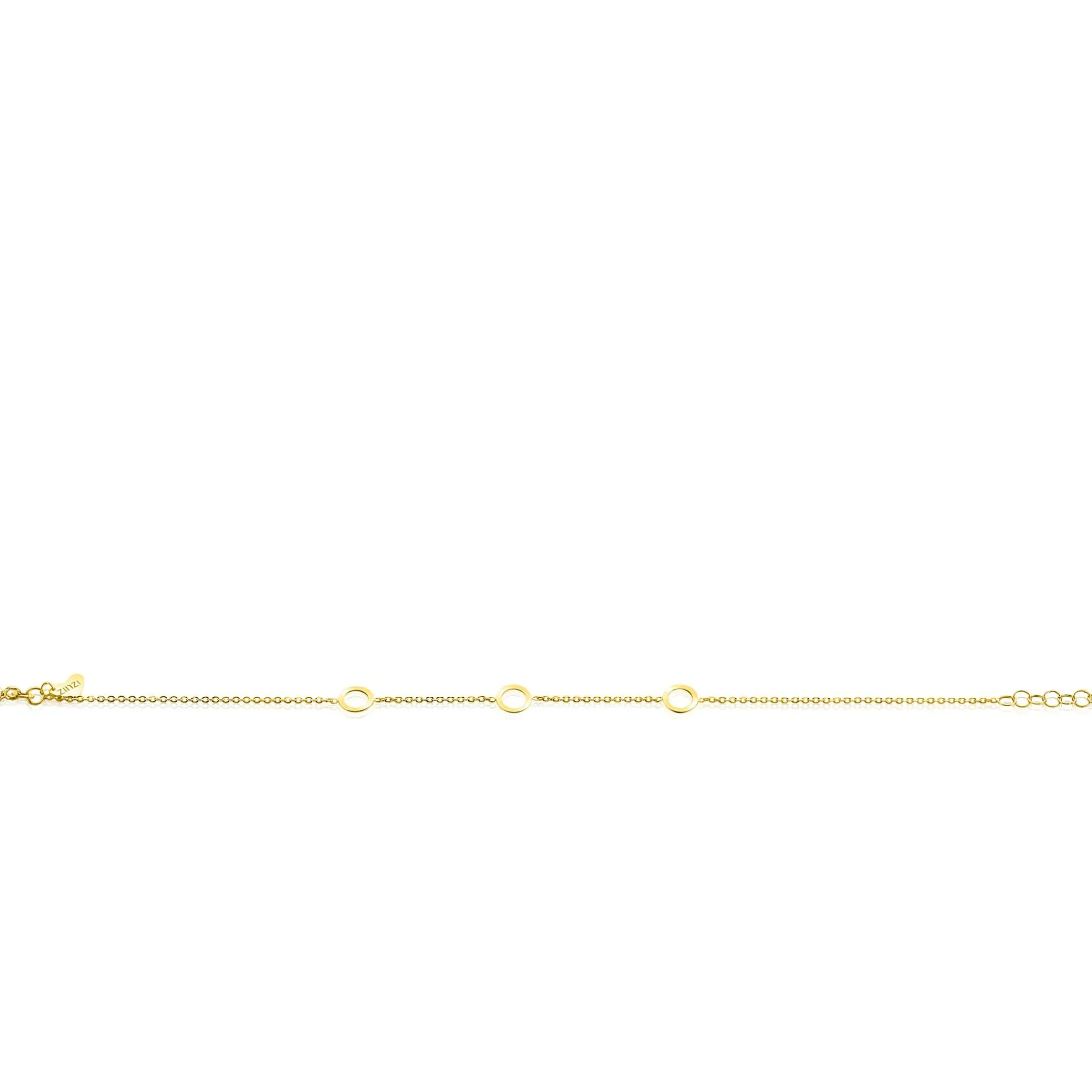 Hot Zinzi Gold 14 krt gouden armband met subtiele jasseron schakels en drie open rondjes 6,5mm breed 18-20cm ZGA445