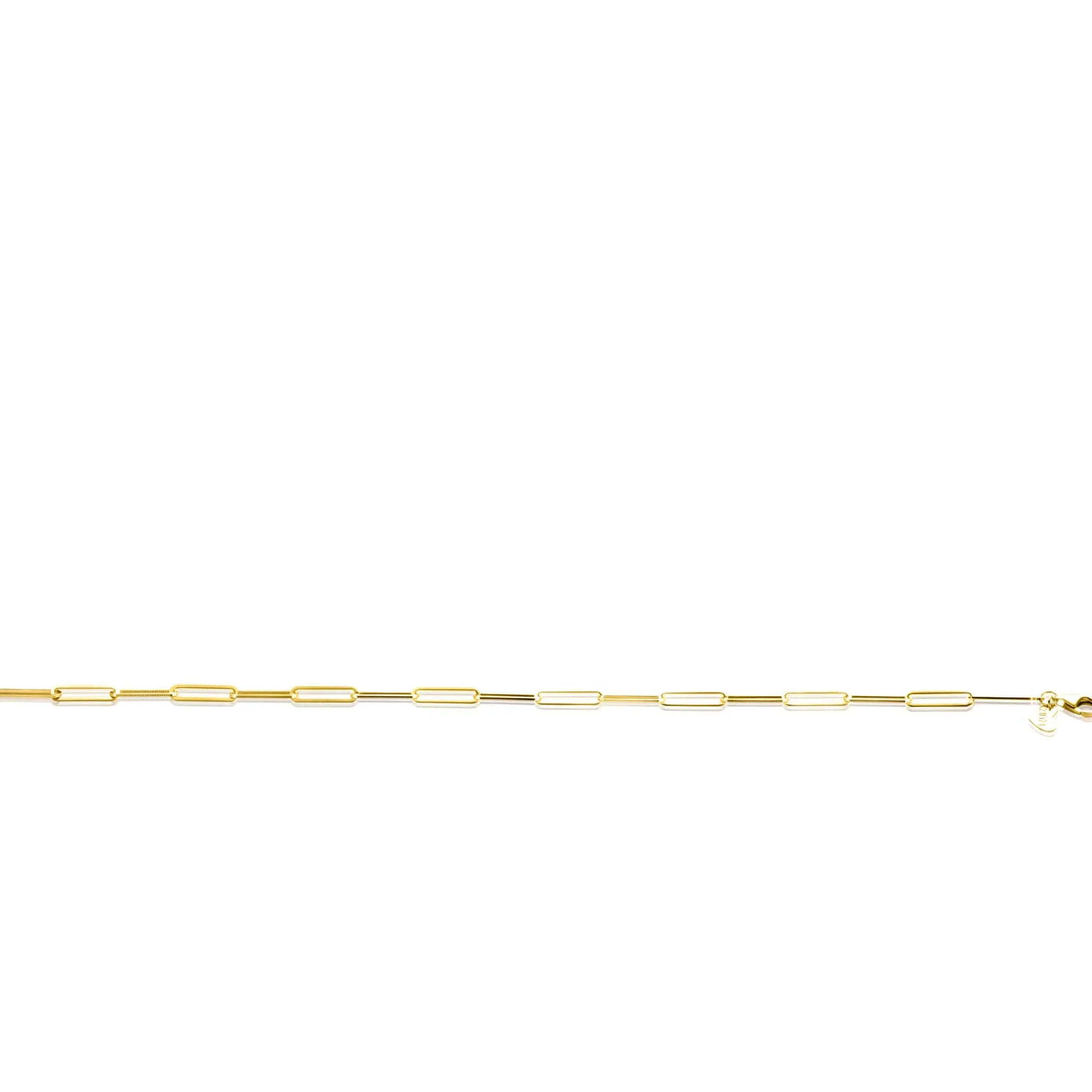 New Zinzi Gold 14 krt gouden armband met trendy paperclip/closed for ever schakels 3mm breed, lengte 19cm ZGA386