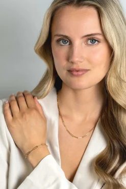 New Zinzi Gold 14 krt gouden armband met trendy paperclip/closed for ever schakels 3mm breed, lengte 19cm ZGA386
