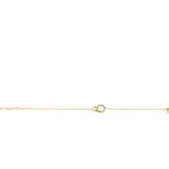 Hot Zinzi Gold 14 krt gouden armband met twee open rondjes, mooi met elkaar verbonden. Het groter rondje (11mm) is bezet met witte zirconia's 16,5-19,5cm ZGA460