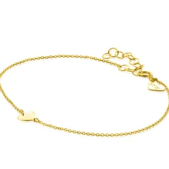 Online Zinzi Gold 14 krt gouden armband 16-19cm met hart hanger 6mm ZGA312