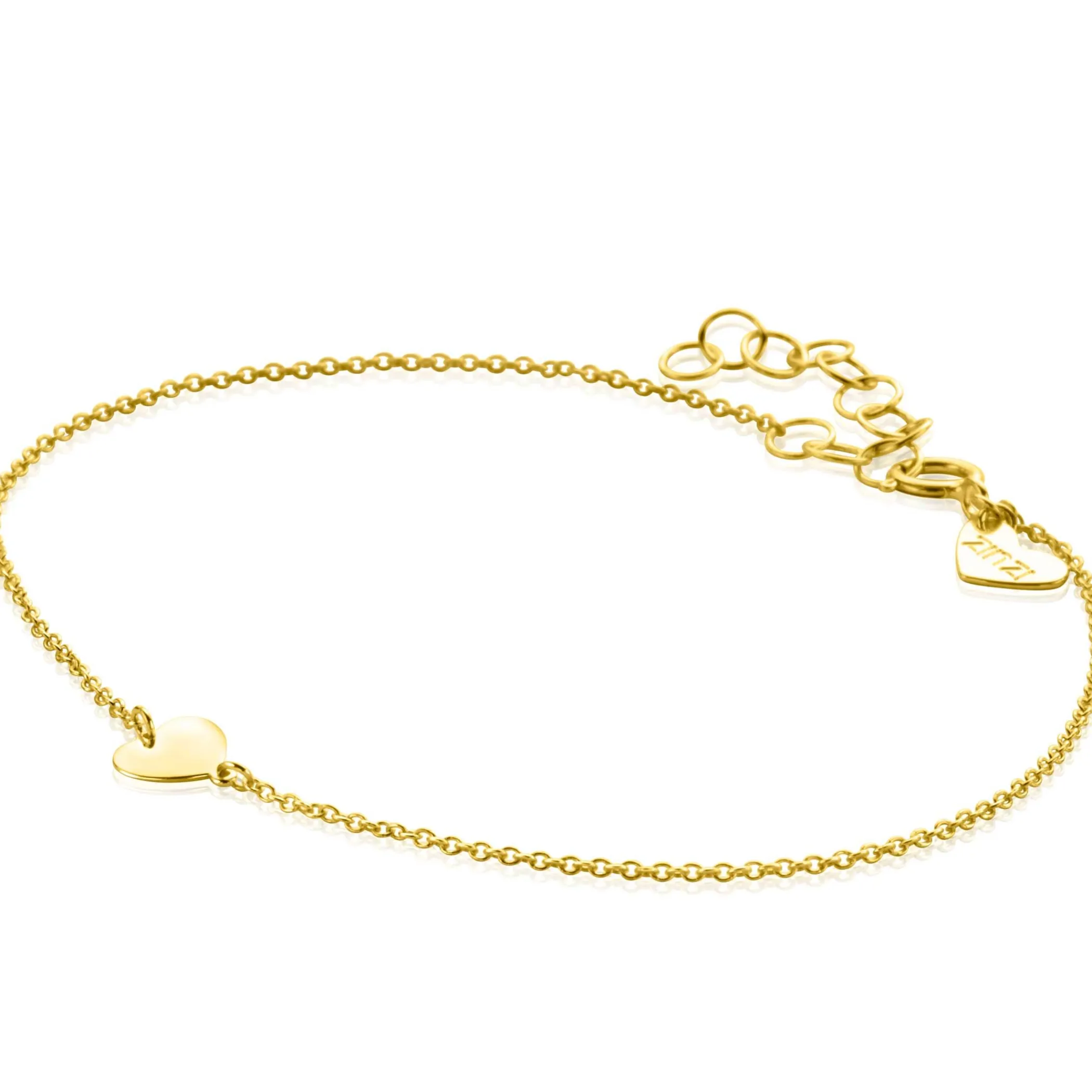 Online Zinzi Gold 14 krt gouden armband 16-19cm met hart hanger 6mm ZGA312