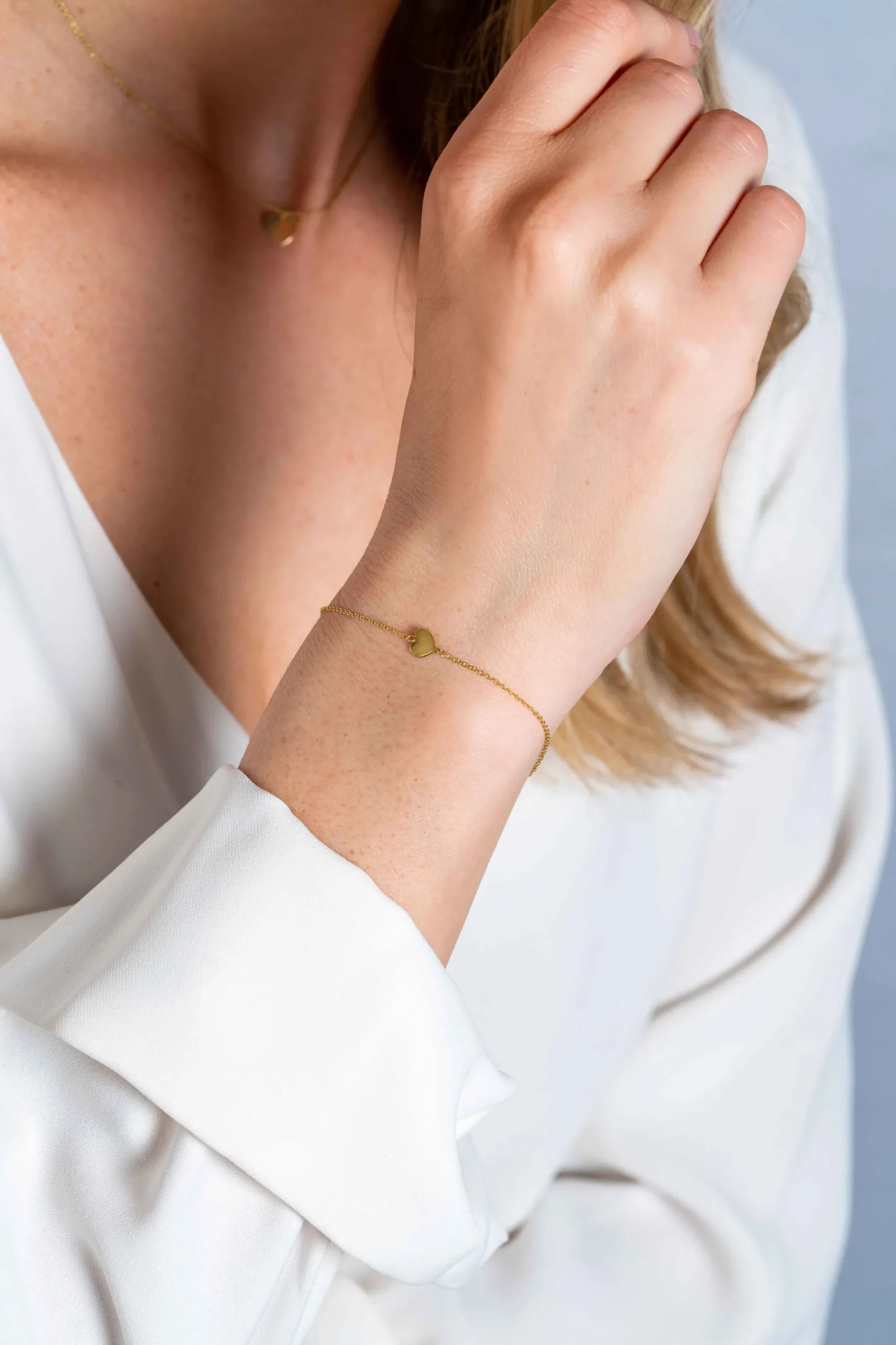 Online Zinzi Gold 14 krt gouden armband 16-19cm met hart hanger 6mm ZGA312