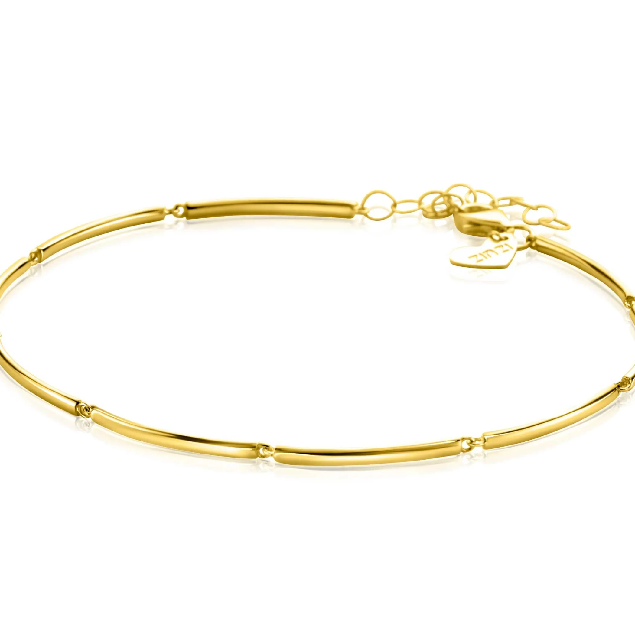 Hot Zinzi Gold 14 krt gouden armband met langwerpige glanzende staafjes 1,6mm breed 16,5-19cm ZGA461