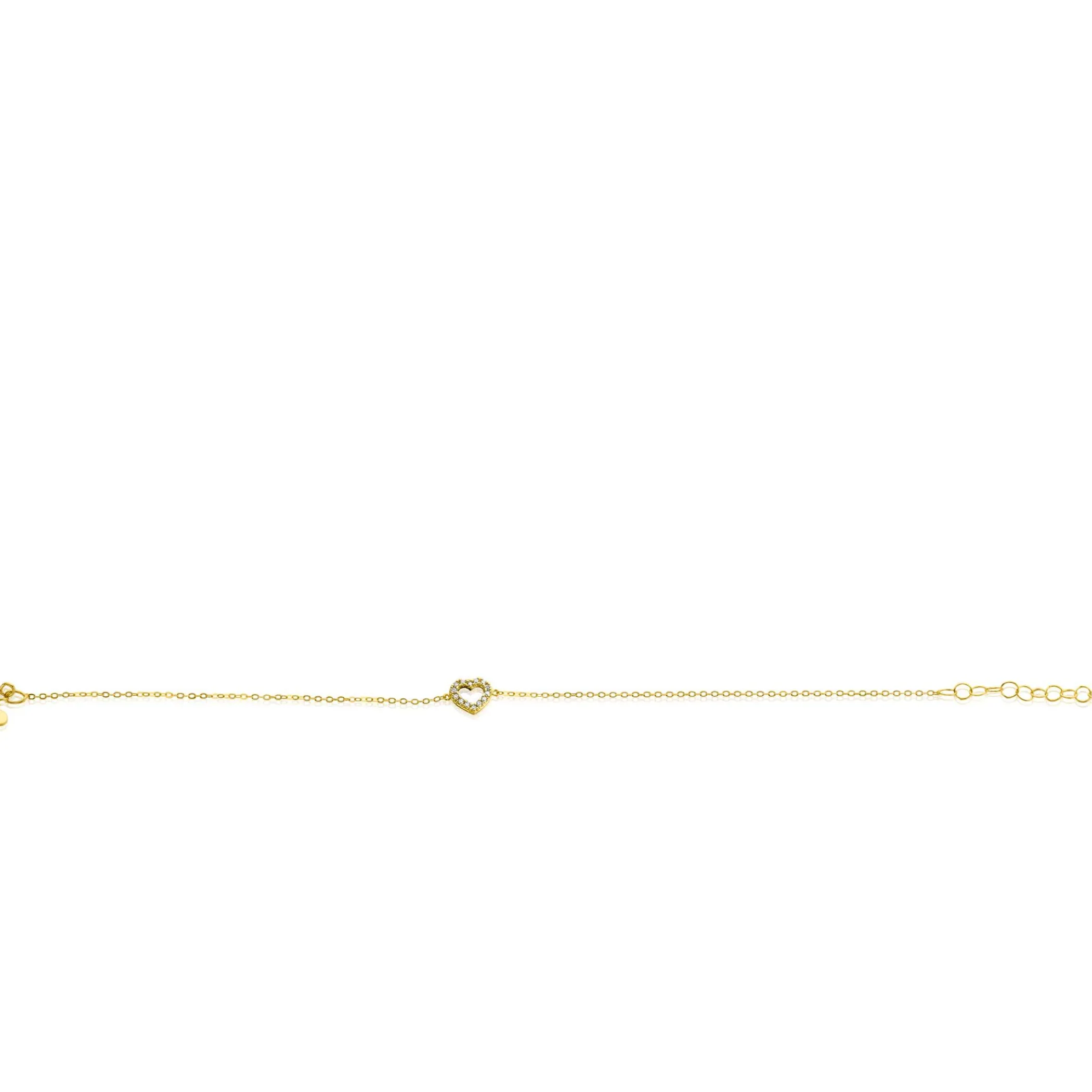Best Zinzi Gold 14 krt gouden armband met sierlijk open hartje (7mm), bezet met witte zirconia's 16,5-19,5cm ZGA450