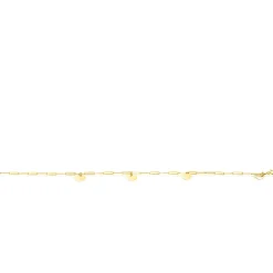 Zinzi Gold 14 krt gouden armband met trendy paperclip schakels 1,8mm breed met drie gladde harten, lengte 19cm ZGA342