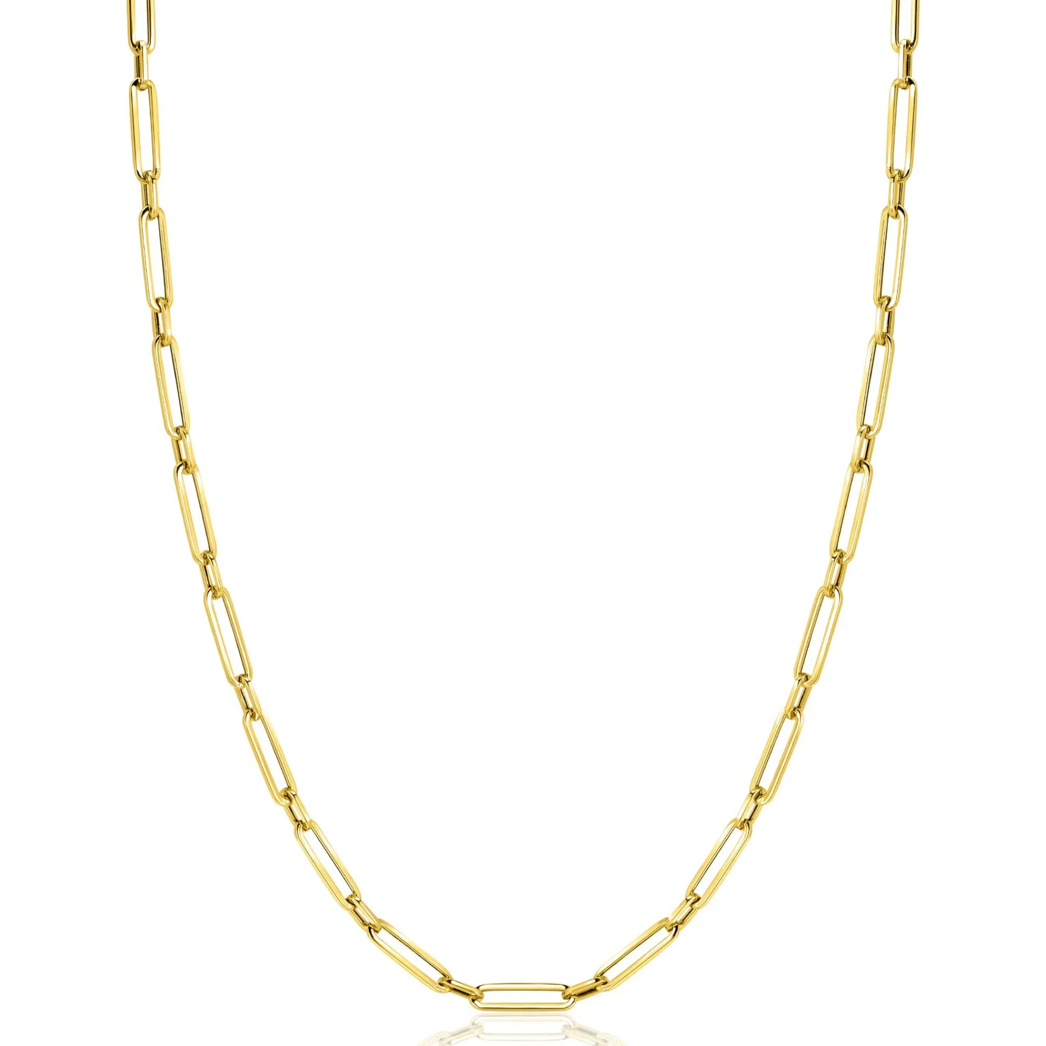 Best Zinzi Gold 14 krt gouden closed for ever schakelketting met tussenoog (3mm breed) 45cm ZGC470